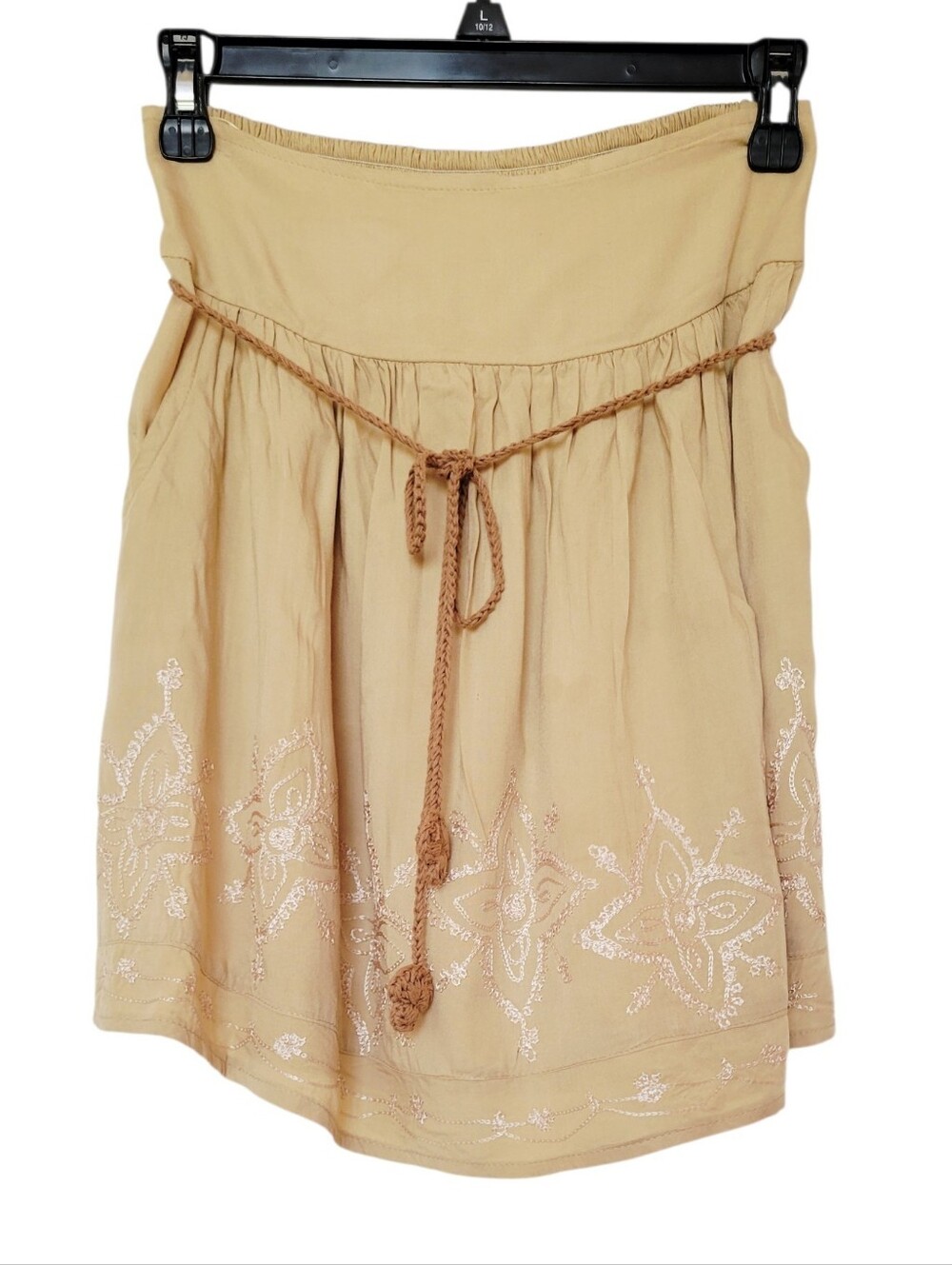 Santika Embroidered Skirt With Crochet Belt